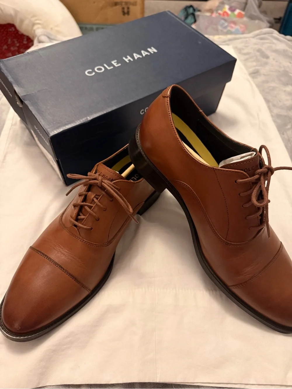 Cole Haan Hawthorn Oxford Brown Leather Cap-Toe Lace-Up Shoes Size 9.5